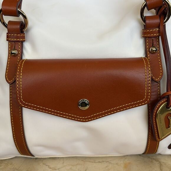 Dooney & Bourke Florentine Smith Bag Leather & White Nylon Vintage - Picture 6 of 16